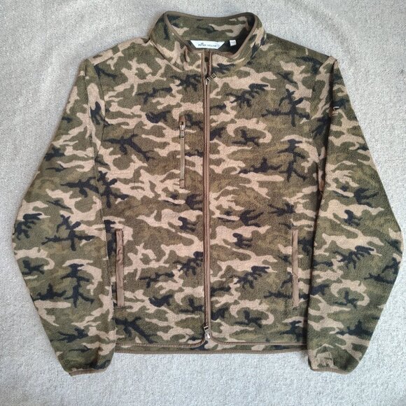 Peter Millar Micro Shearling Fleece Jacket Mens Size XL Camoflauge Full Zip Golf